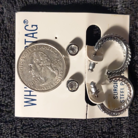 White Stag Set Of Two Silver Tone Pierced Earrings - Picture 2 of 4